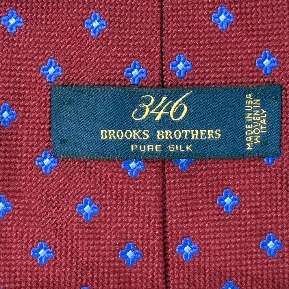 Brooks Brothers Burgundy Silk Tie with Blue Pattern